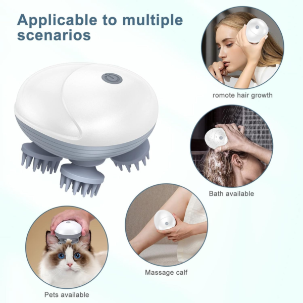 Electric Scalp Massager, Hair Kneading Massager, Smart Head Massage Scalp with 4 Massage Heads Deep Clean and Stress Relax, Body Massager for Muscles Shoulder Calf